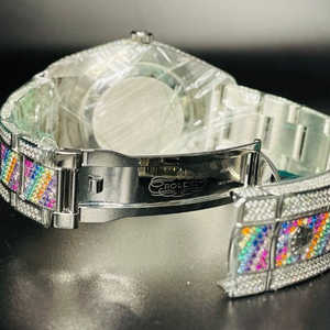 Top Trending colorido Baguette y redondo VVS Moissanite diamante automático Iced Out reloj de pulsera Hip Hop mecánico moda masculina - Product Image 6