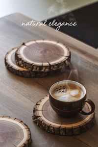 Elegant handcrafted <b>wooden</b> <b>coaster</b> with artistic carving perfect for living room decor and beverage serving - Product Image 3