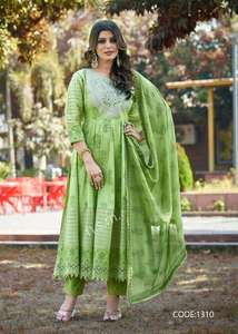 Latest Evergreen Designer Outfit Hot Selling Pure Cotton Print Kurti pant & Dupatta With Heavy Embroidery Work Indian Exporter - Product Image 2