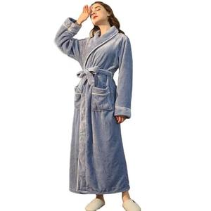 Vêtements de nuit en coton uni Robe longue femme Spa peignoir pyjamas femmes vêtements de nuit robe de chambre pyjamas femmes - Product Image 2