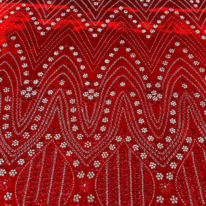 Mejor precio 100% poliéster tela de cuentas de lujo hecho a mano proveedor indio patrón de malla tejida para la fabricación de vestidos de novia con circón - Product Image 1