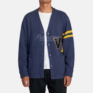 Lettre Pull Cardigan Hommes Vêtements Hommes Pulls Hommes Haute Qualité Broderie Imprimé Coton Laine Tricoté Respirant Cardigans - Product Image 6