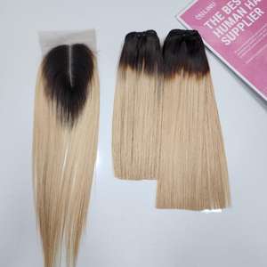 Paquets de cheveux humains vierges vietnamiens bruts avec fermetures assorties Style naturel de trame de génie de vague droite Super soyeuse non traitée - Product Image 3