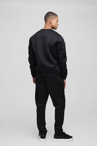 Custom Men’s Black Tracksuit <b>Set</b> Sweatshirt <b>Jogger</b> Pants <b>Matching</b> Streetwear Casual Two Piece Sportswear - Product Image 2