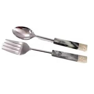 Couverts en acier inoxydable plaqué or de bonne qualité avec cuillère en forme de plume d'oiseau pour le service de table de mariage - Product Image 5