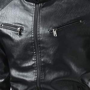 Men's <b>Winter</b> <b>Leather</b> <b>Jackets</b> with Zipper Closure and Sheep Fur Trim Breathable Plus Sized Wholesale - Product Image 5