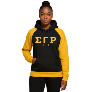 Sigma Gamma Rho Noir Corps Or Manches Raglan Pull À Capuche Coton SGRho Grec Sororité Personnalisé Divine Neuf HBCU Vêtements - Product Image 1