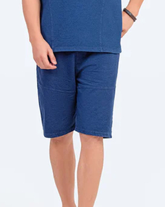 Pantalones cortos de poliéster/algodón para hombre, venta al por mayor de OEM, ropa cómoda, material transpirable respetuoso con el medio ambiente, estampado teñido de hilo - Product Image 2