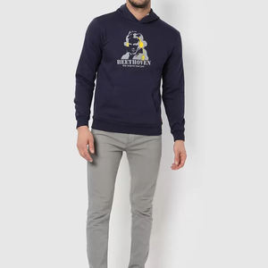 เสื้อฮู้ดพิมพ์ลายไหล่โอเวอร์ไซส์ของผู้ชายผ้าคอตตอน100% สีทึบออกแบบได้ตามต้องการ - Product Image 2