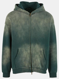 เสื้อฮู้ดดี้แบบซิปทรงโอเวอร์ไซส์ สไตล์สตรีทแวร์ ทรงบ็อกซี่ สีซีดแบบซันเฟด ไซส์พลัส สำหรับผู้ชาย รับผลิตตามสั่ง ขายส่ง - Product Image 4