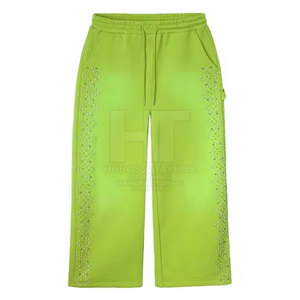 Design Your Own Logo Rhinestone <b>Trouser</b> Lightweight Casual Mid 100% Cotton Eco-Friendly Quick Dry Breathable <b>Drawstring</b> Men's - Product Image 1