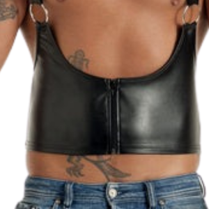 Caleb Leatherette Harness Top <b>Mens</b> Black Faux Leather Open Chest <b>Fetish</b> Clubwear Harness Vest - Product Image 4