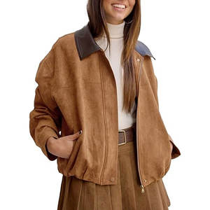Chaqueta de Punto de Cuero de Gamuza para Mujer, Textura Suave, Transpirable, Ecológica, para Looks Urbanos a la Moda - Product Image 1
