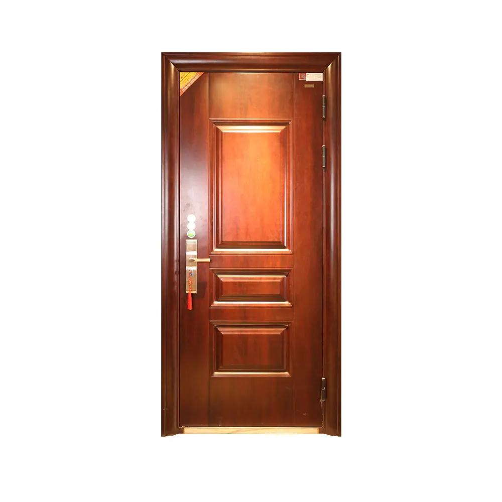 Puerta de entrada de madera maciza, puerta delantera de diseño elegante, Exterior