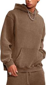 Novedad 2025, sudaderas con capucha desgastadas informales de lavado Vintage para hombre, Sudadera con capucha lavada con ácido de algodón 100% para hombre - Product Image 4