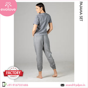 Lady's XL Tamaño 100% Algodón Azul Pama Set Muy demandado Single Jersey Tela Verde Online Summer Loging Dress Media manga - Product Image 6