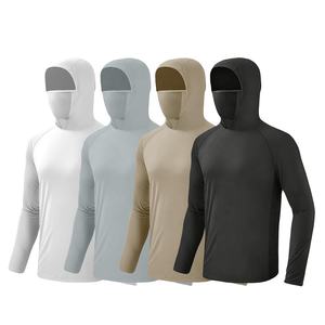 Sudadera CON CAPUCHA DE PESCA personalizada para hombre, de secado rápido, manga larga para exteriores, malla de protección solar, máscara de pesca, con bucles para el pulgar - Product Image 1