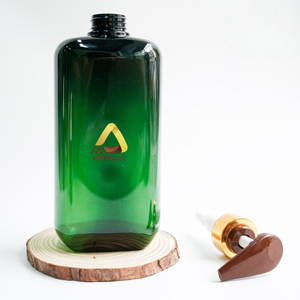 Botella de plástico PET verde de 800ml personalizada para embalaje de productos de cuidado personal - Product Image 3