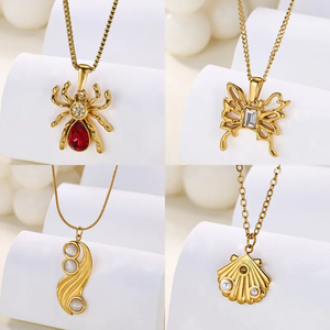 Spider Butterfly Pendant 18K <b>Gold</b> Plated Stainless Steel <b>Necklace</b> Women Collarbone Chain Jewelry For Daily Wear Fashion Jewelry - Product Image 6