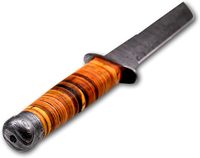 Couteau de chasse et de combat Tanto en acier Damas personnalisé, manche en cuir, gravure de logo OEM, ultra-affûté 56HRC, garantie 3 ans