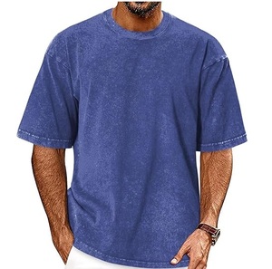 Custom Heavyweight Loose <b>Drop</b> Shoulder Men Tshirt Cotton <b>Acid</b> Wash Sun Faded Oversized Extended Neck Washed T-shirt for Boys - Product Image 6