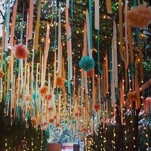 Ceiling Decoration Romantic Marigold Flower With Ribbon Stage Backdrop Luxury <b>Party</b> Event Colourful Decor String Wall Hanging - Product Image 3