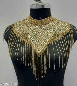 Cape burlesque élégante belle broderie droite perlée brins paillettes attache le cou pour la tenue de club de fête naturelle pour - Product Image 1