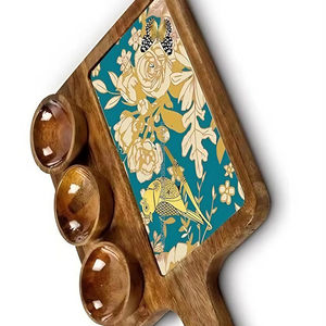 Plateau de service en bois d'acacia personnalisé Offre Spéciale plusieurs tailles faciles à nettoyer pour Dessert salade de fruits dîner-pour les fêtes cuisine - Product Image 1