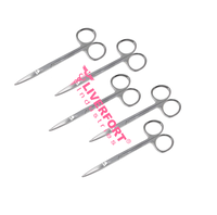 Kit chirurgical 4 pièces en acier inoxydable de qualité supérieure : Ciseaux à pansements 5,5 po, Ciseaux à points 4,5 po, Pinces hémostatiques droites/courbées 5,5 po, CE