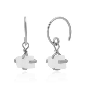 Prix de gros boucles d'oreilles authentiques en argent sterling 925 quartz bleu trois pierres précieuses CZ fabrication de boucles d'oreilles exportateur - Product Image 5