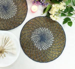 Elegant Luxury Seed Bead Table <b>Placemats</b> with Embroidery and <b>Mirror</b> Detail Customizable Shapes for Wedding Halloween Christmas - Product Image 5