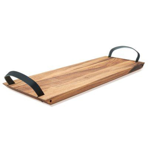 Factory Supply Natural Hardwood Oval Wooden Serving <b>Tray</b> With Handles Decorative Wood Platter For <b>Kitchen</b> Home Accent Organizer - Product Image 3