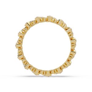 Art Deco Jewelry Statement Band <b>Ring</b> 14K Pure <b>Gold</b> Bezel <b>Set</b> Round Cut Lab Grown Diamond Eternity Band <b>Ring</b> Unisex Diamond <b>Rings</b> - Product Image 4