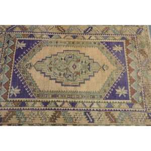 Tapis turc vintage classique Beige et violet 3.6x5,1 pieds laine PVC grande surface salon tapis Latex support pour couloir motif - Product Image 5