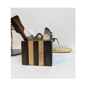 Handmade Eco-Friendly Modern Mango Wood Serving <b>Caddy</b> Unique Double Tiers Standing Type Customized <b>Kitchen</b> Storage Tray - Product Image 1