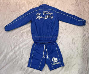 Ensemble sur mesure pour hommes Ensemble deux pièces coupe-vent en nylon et polyester avec fermeture éclair Ensemble court pour hommes Survêtement Survêtements - Product Image 4