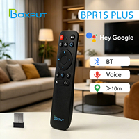 BPR1S Plus Souris Air Double Mode 2.4G BT avec Assistant Vocal Google pour Boîtier Android TV, 4 Boutons, Matériau ABS, Portée 10m, Apprentissage IR