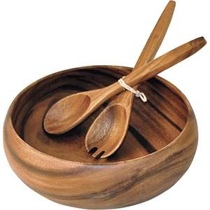 Ensaladera de madera con revestimiento natural apto para alimentos, ensaladera de madera premium para presentación de lujo a bajo precio - Product Image 2