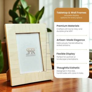 Hot Selling White Bone Inlay for Photo Frame Vertical Line Design Handmade Customizable Elegant Tabletop Display Wall - Product Image 4