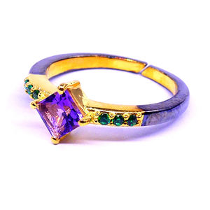 Vêtements de fête 925 argent Sterling améthyste Tsavorite pierres précieuses élégante éternité mode doigt bague réglable - Product Image 3