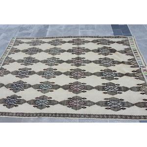 Alfombra Turca de 4.7x7 pies, Alfombra de Lana Vintage Kilim con Puntos Blancos - Product Image 3