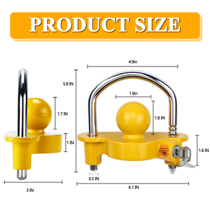 Adaptateur universel pour attelage avec 2 clés 1-7/8 po. Serrure de sécurité jaune de 2-5/16 pouces - Product Image 2