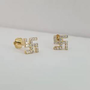 Pendientes de aro de oro amarillo de 10K/14K/18K con diamantes cultivados en laboratorio, Nueva joyería de lujo a la moda para mujer - Product Image 1