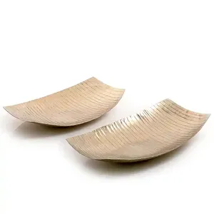 Plat de service de forme personnalisée, vaisselle d'hôtel de luxe, plateau de service, plateau en aluminium plaqué or, vente en gros - Product Image 3