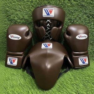 Ensemble de boxe Winning Brown avec gants de boxe, protège-tête et protège-aine, protection de sécurité, cuir véritable confortable, MMA - Product Image 1