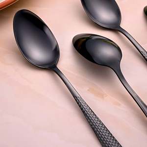 Juego de 4 Cucharas de Acero Inoxidable Color Negro Ónix con Acabado Espejo para Fiestas - Product Image 3