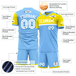 Uniforme de football bleu clair personnalisé tenue d'entraînement vêtements de sport maillot de football - Product Image 6