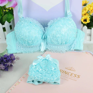 Hot Selling Women Sexy Lace Padded <b>Push</b>-<b>Up</b> Underwire Bra <b>Bikini</b> Panty Floral Embroidery Breathable Luxury Intimates Wholesale - Product Image 4