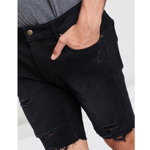 Bermuda noir pas cher hommes délavé noir couleur Jean Style Denim Shorts Baggy Pakistan tannerie Designer - Product Image 4