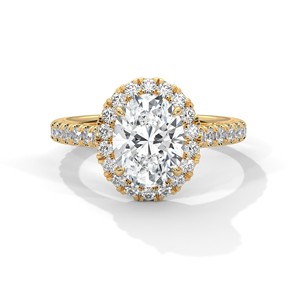 2.0ct Oval Cut CZ Halo Engagement <b>Ring</b> with Pave Band 925 Sterling <b>Silver</b> Bridal Wedding Jewelry Cubic Zirconia <b>Solitaire</b> <b>Ring</b> - Product Image 1